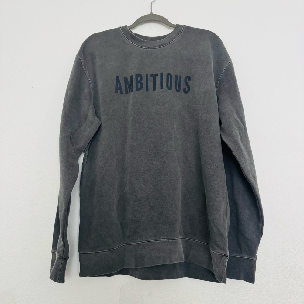 PHENOMENAL Ambitious Graphic Dark Gray Oversized Cozy Motivational Sweatshirt XL